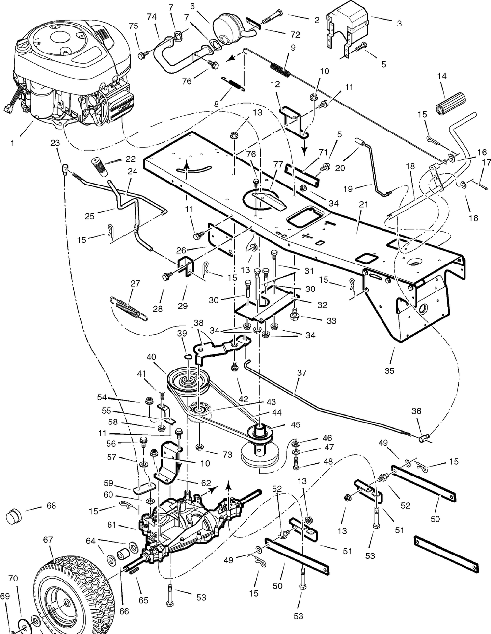 Motion Drive Diagram and Parts List for 309006X78A 2006 Briggs and Stratton Lawn Tractor